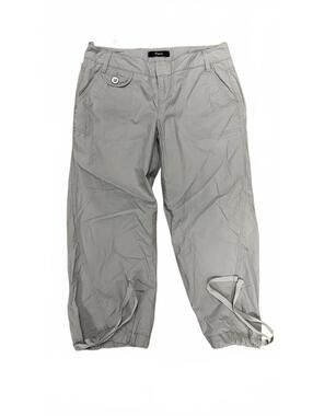 NWOT Express Women’s Gray Capri Cargo Pants Lightweight Drawstring Hem Casual